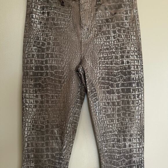 L'AGENCE Margot‎ High Rise Skinny Jeans In Chestnut Black Croc Foil Size 26 - Picture 5 of 16